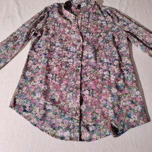 Kut From The Kloth Women's Pintuck Floral‎ Blouse SZ S